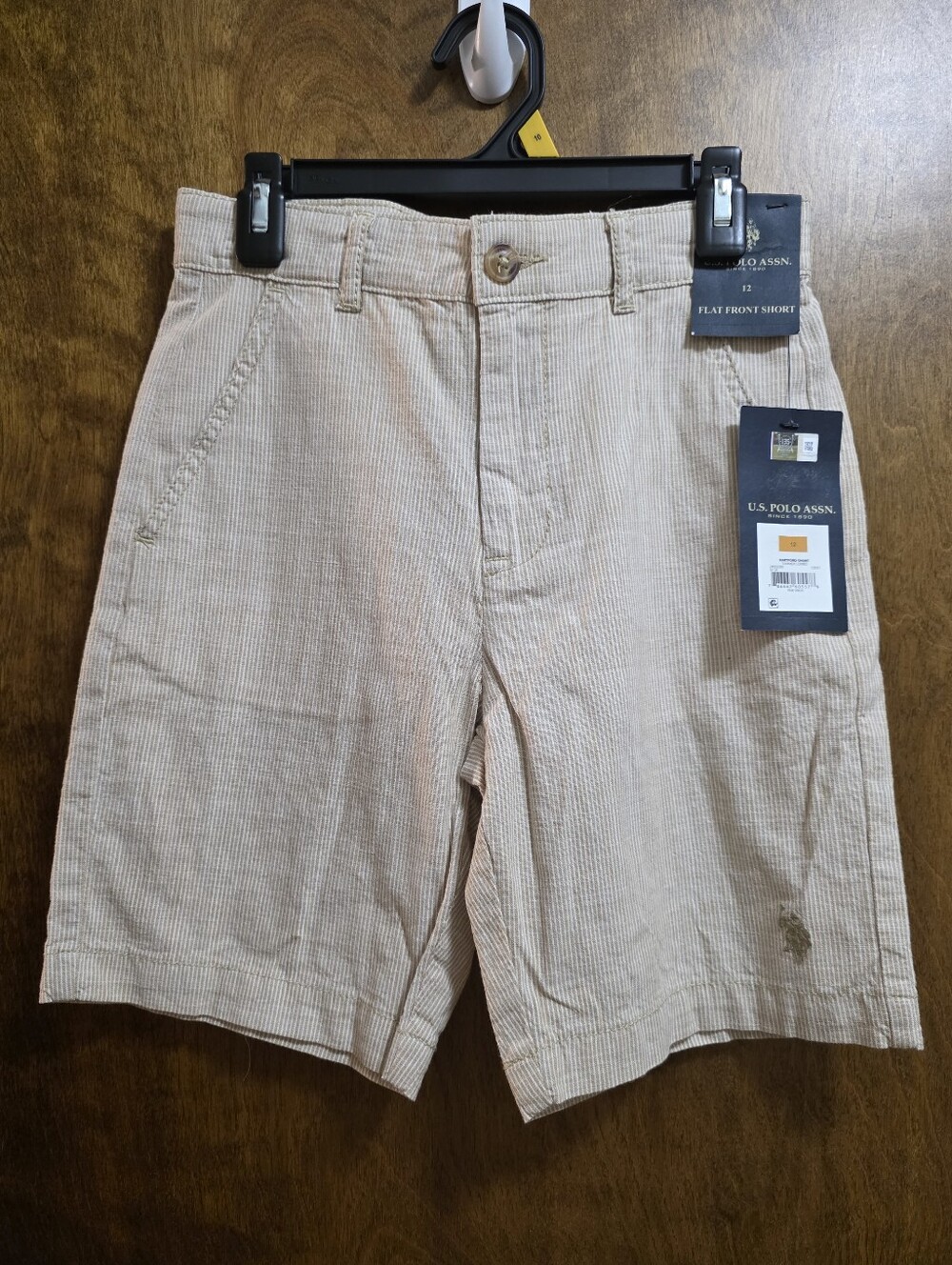 NWT U.S. Polo Assn. Boys Light Cream Flat Front Shorts Size 12